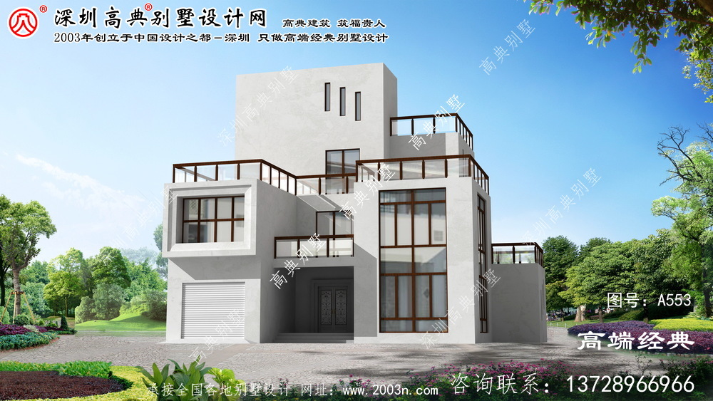 青田县精致外观的三层现代风格平屋顶别墅