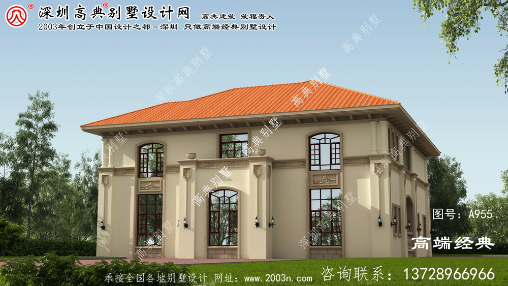 漳州市古典二层别墅设计图纸大全