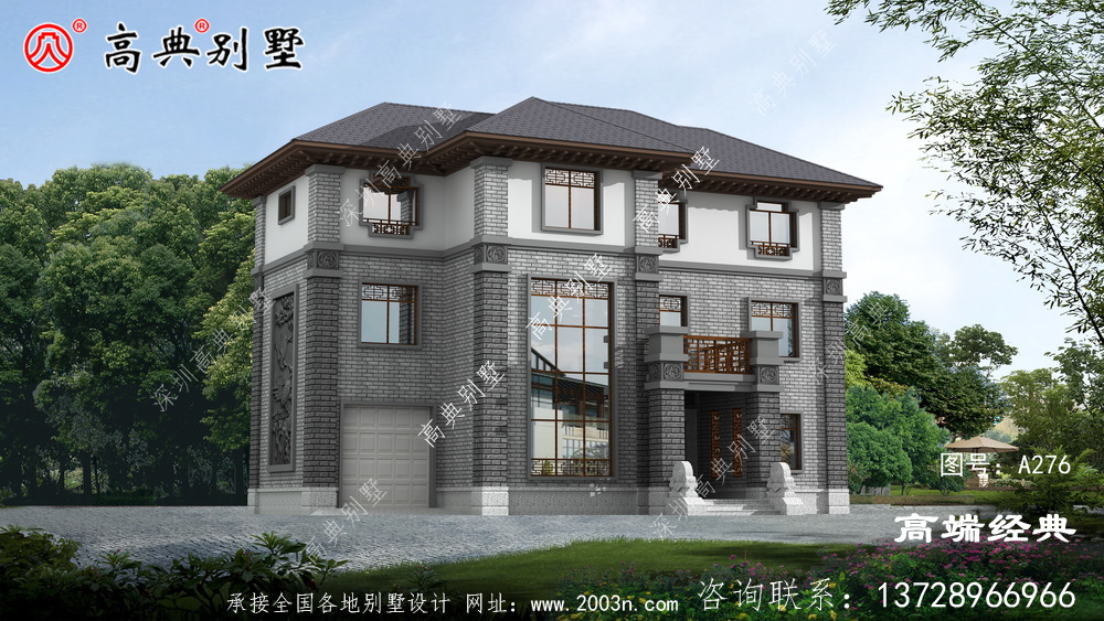 新中式风格，适合占地面积150左右的农村住宅基地